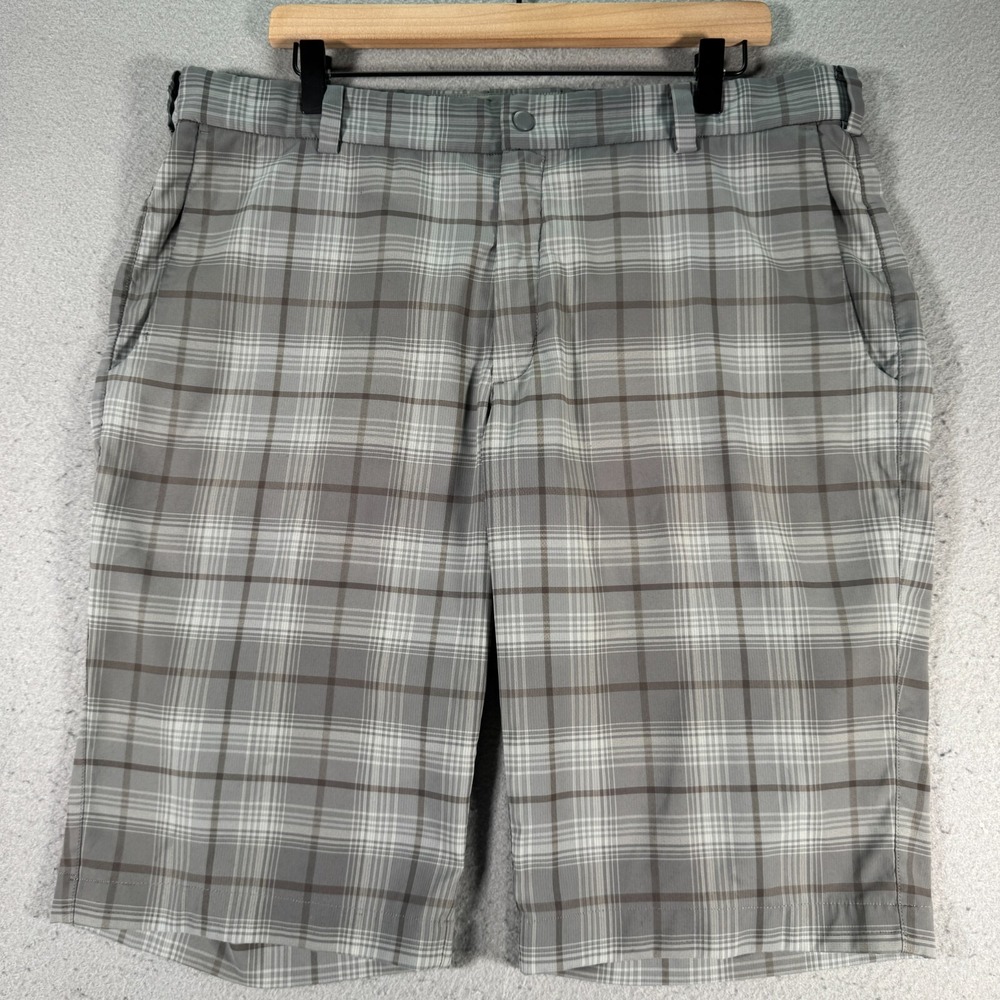 Nike Golf Tour Performance Dri-Fit Shorts Mens 36x30 Gray Plaid Sportswear 12"